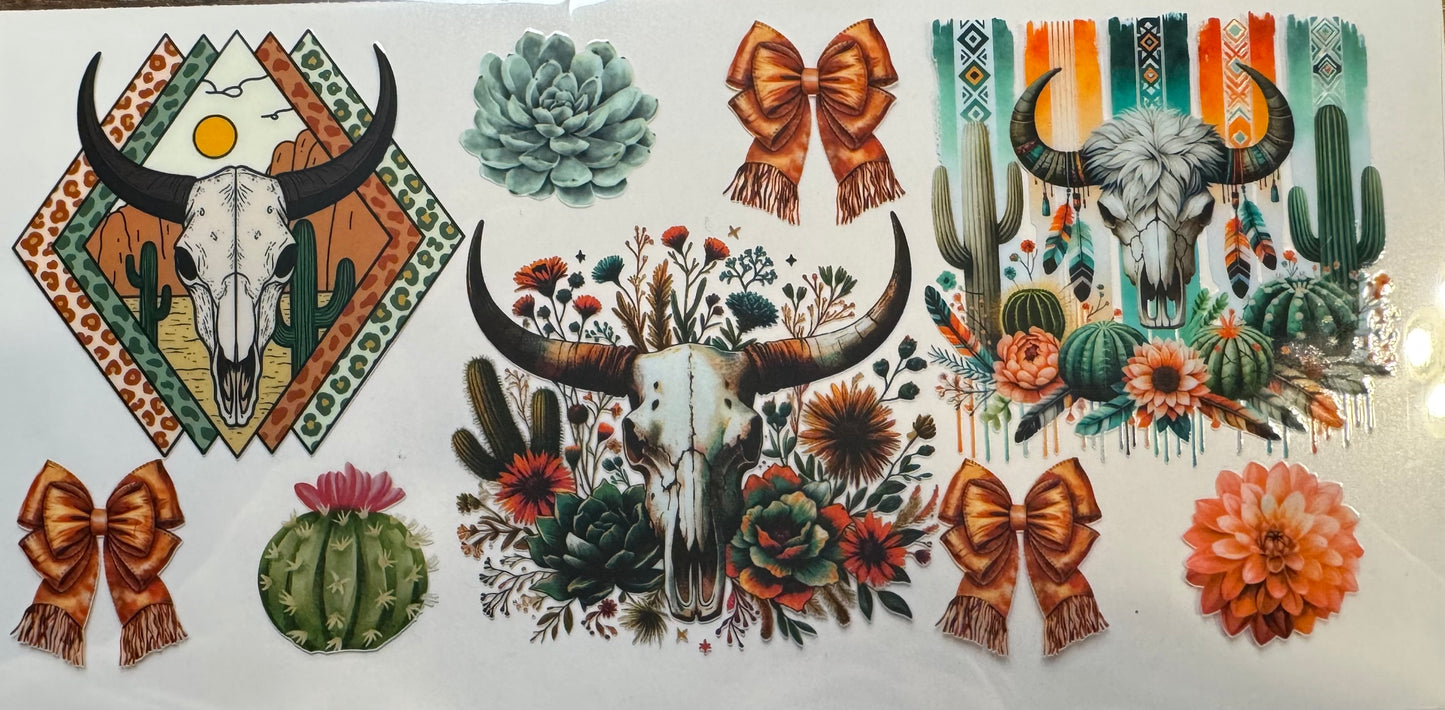Cow Skull, Flowers, and Bows Decal
