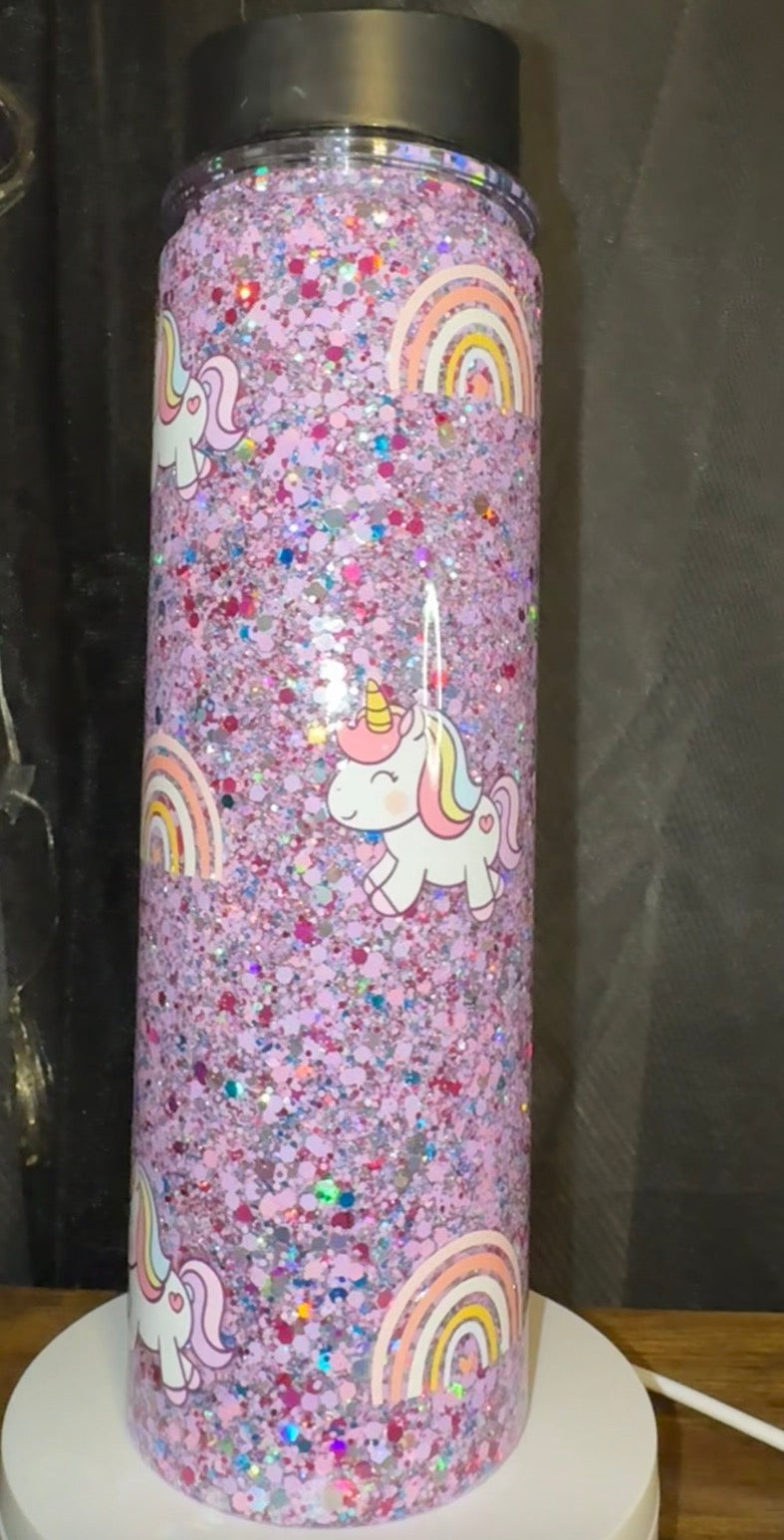 Unicorn, Sparkles, and Rainbows 18oz Water Bottle