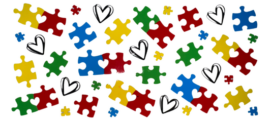 Puzzle Pieces w/ Hearts