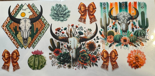 Cow Skull, Flowers, and Bows Decal