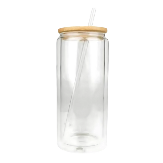 16oz Glass with Straw