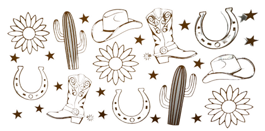 Boot, Cowboy Hat, Cactus Decal