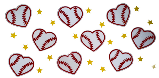 Baseball Hearts w/ Stars Decal