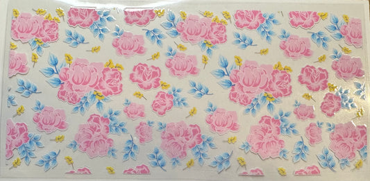 Roses And Blue Leafs Decal