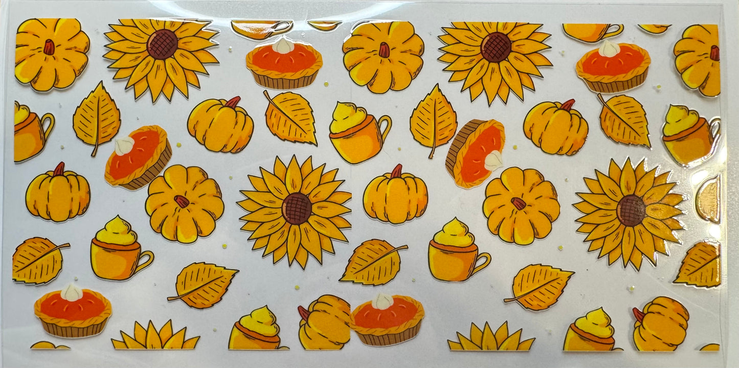 Fall Pumpkin Pie, Pumpkin, Sunflower Decal