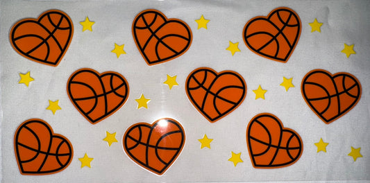 Basketball Hearts w/ Stars Decal
