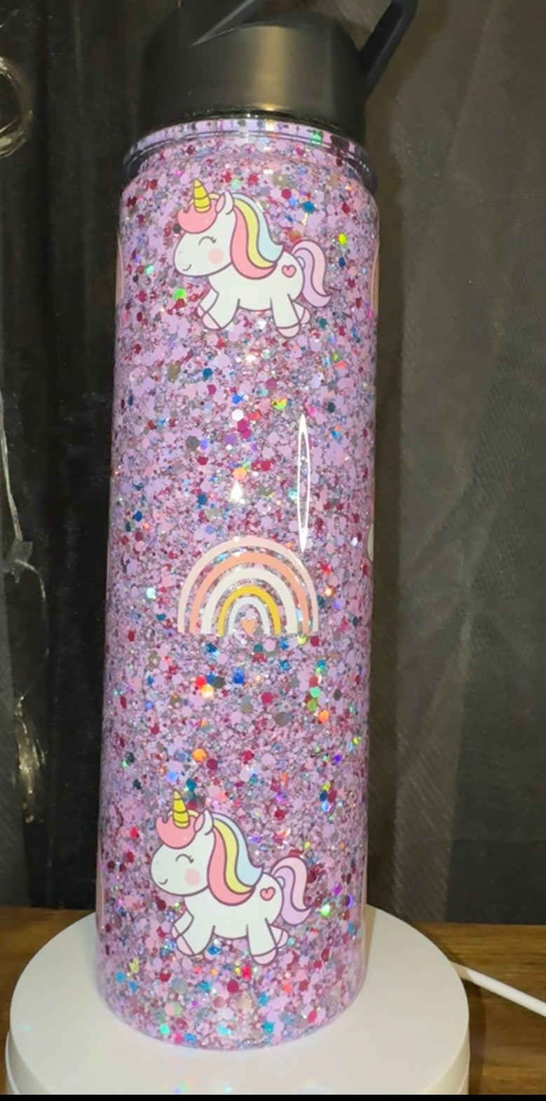 Unicorn, Sparkles, and Rainbows 18oz Water Bottle