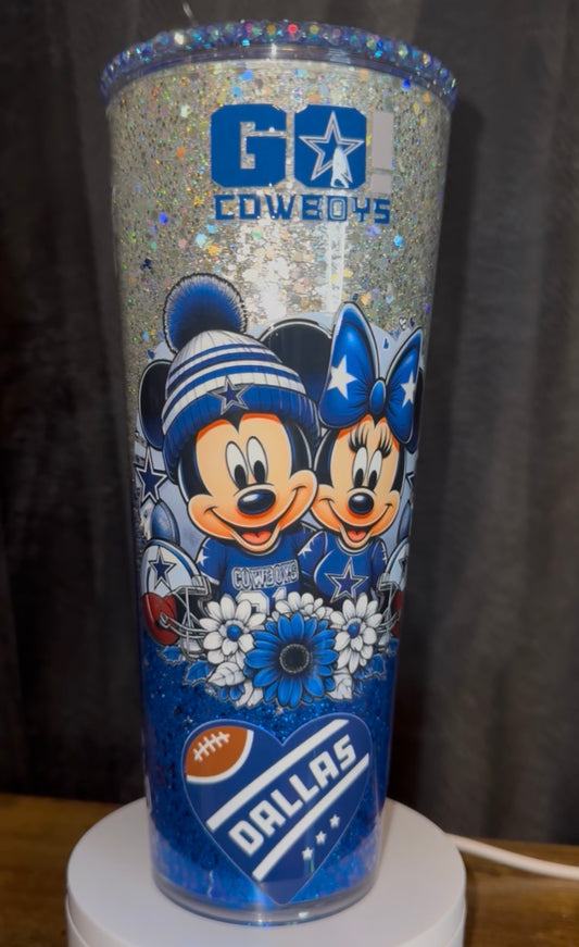 24oz Dry Blue and Silver Cowboys Cup