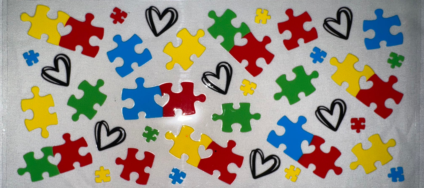Puzzle Pieces w/ Hearts