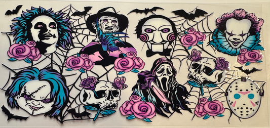 Horror Pink Roses and Webs