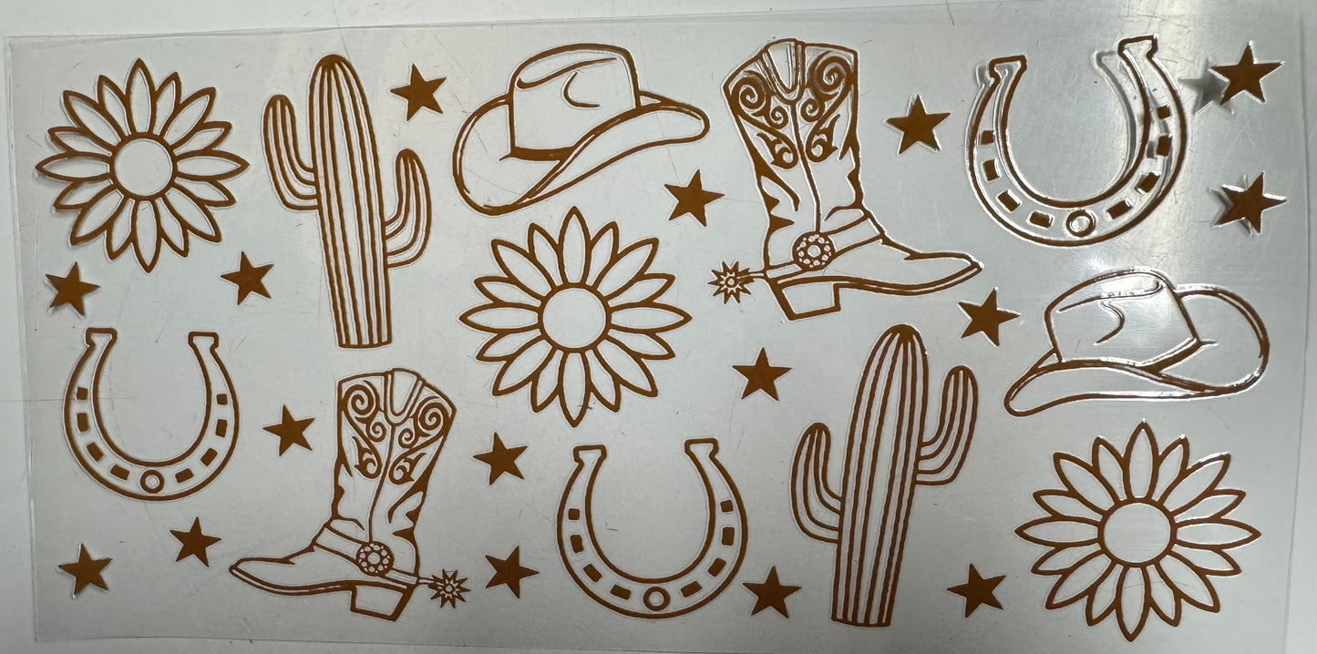 Boot, Cowboy Hat, Cactus Decal