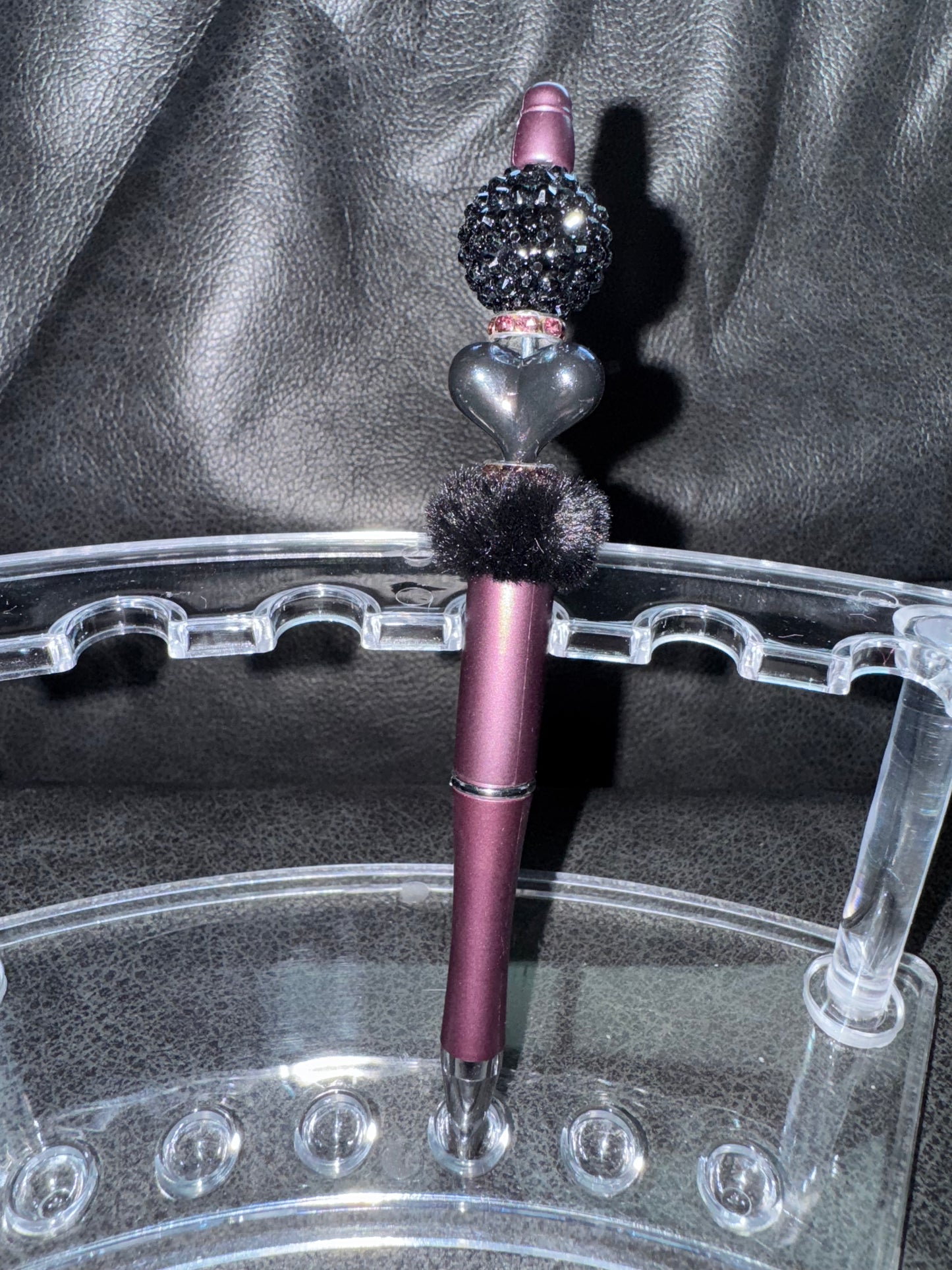 Black Heart Black Fuzzy Pen