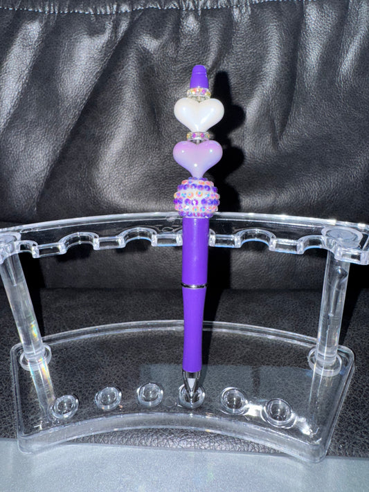Purple Heart Beaded Pen
