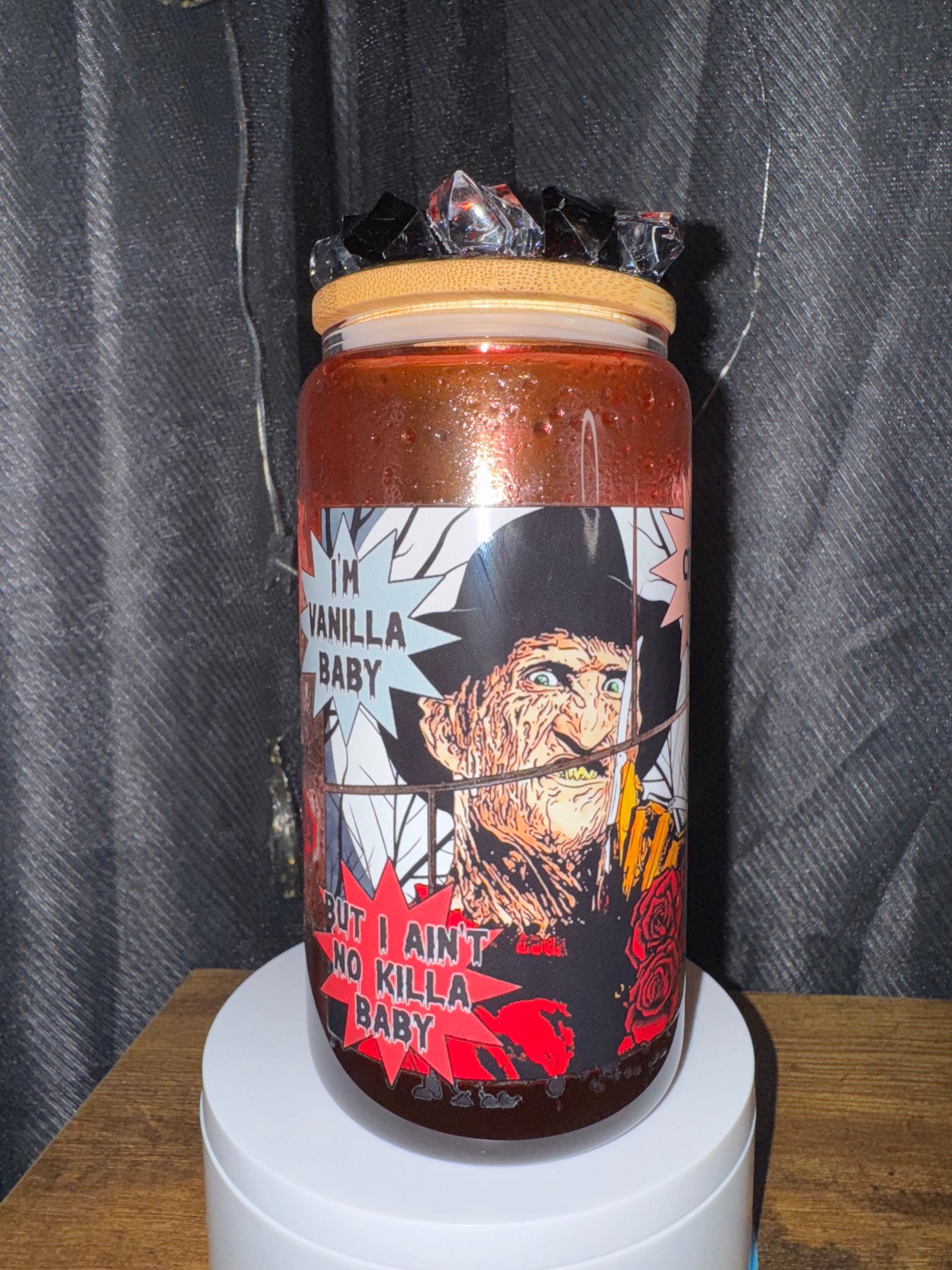 Blood Drip 16oz Glass w/ Iced lid